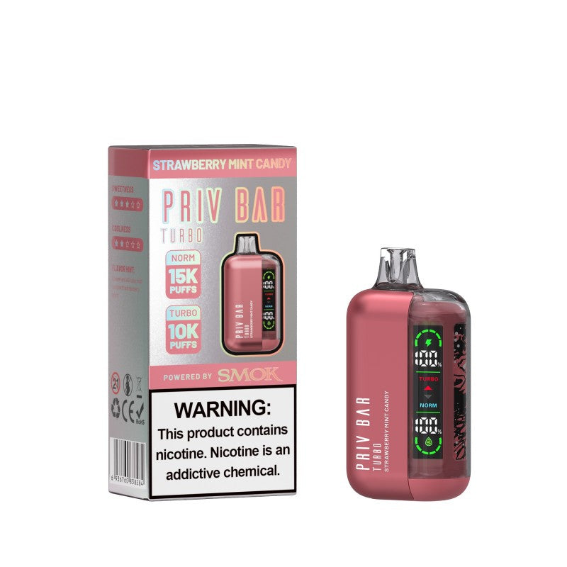 Strawberry Mint Candy Priv Bar Turbo 15000 - Vape.LLC