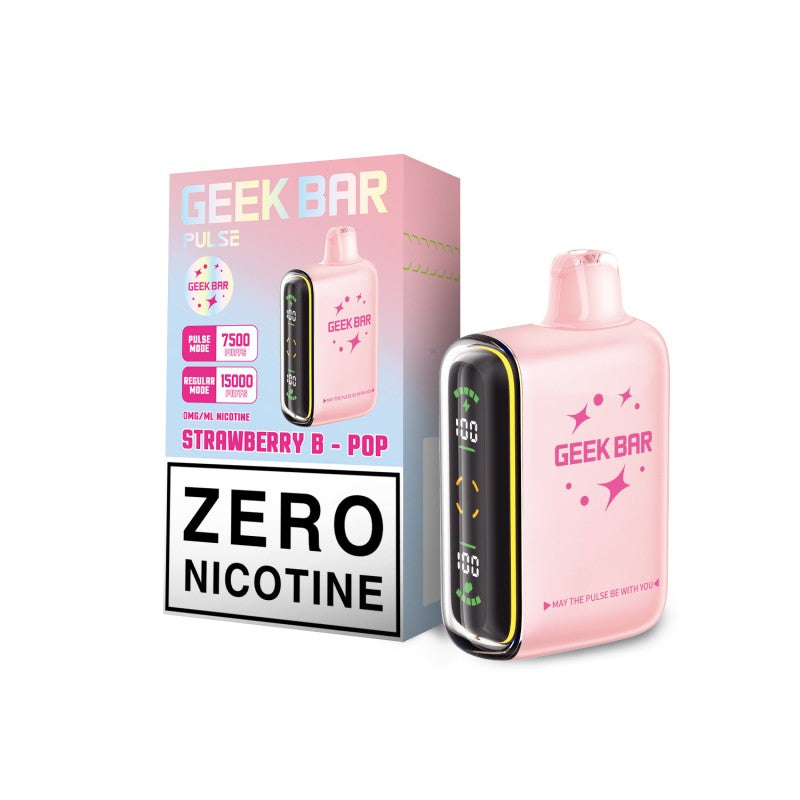 Strawberry B-Pop (Zero Nicotine) Geek Bar Pulse 15000 - Vape.LLC