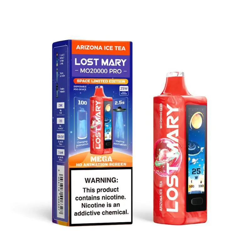 Lost Mary disposable vape device and packaging on a white background