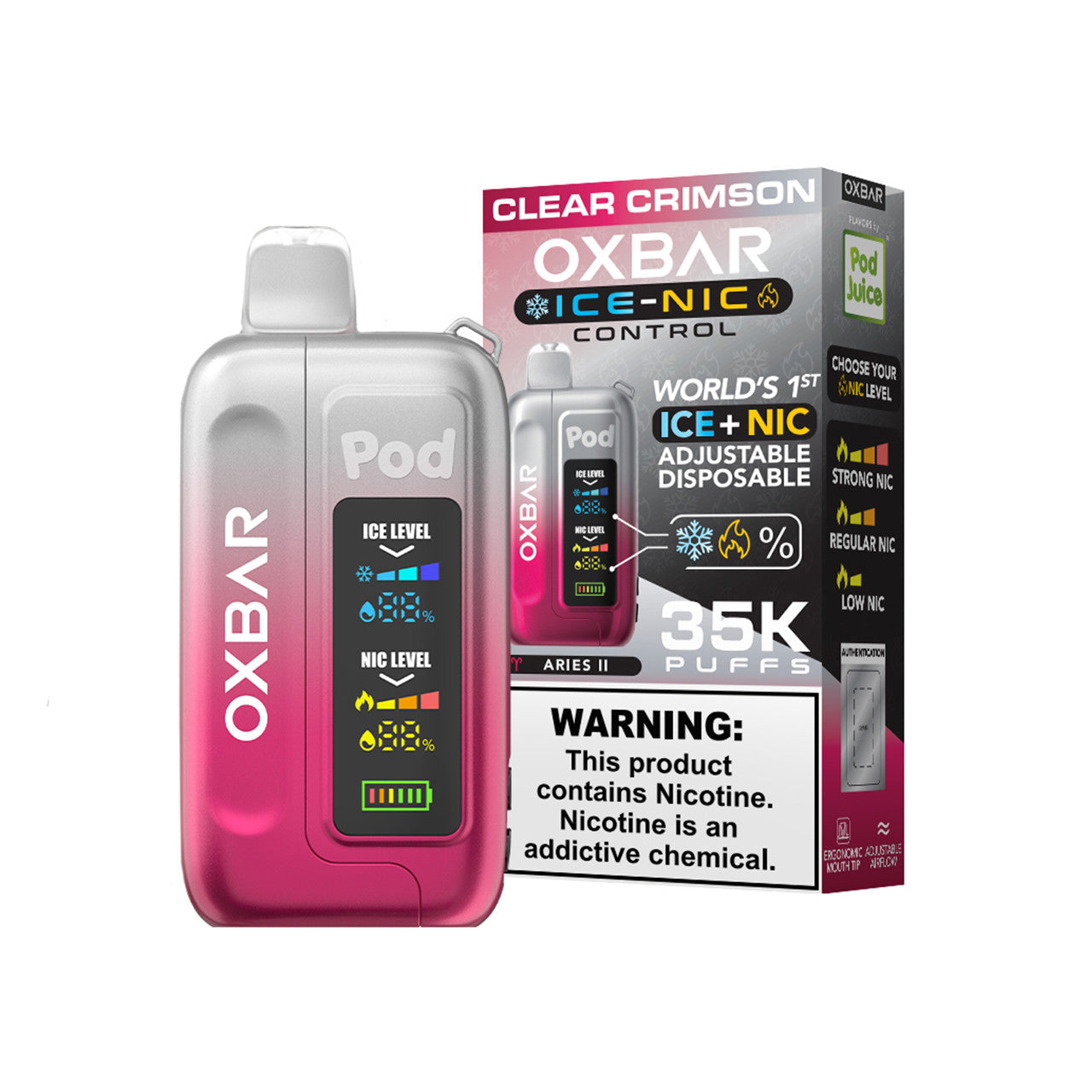 Clear Crimson Oxbar Ice-Nic Control 35K - Black Coral