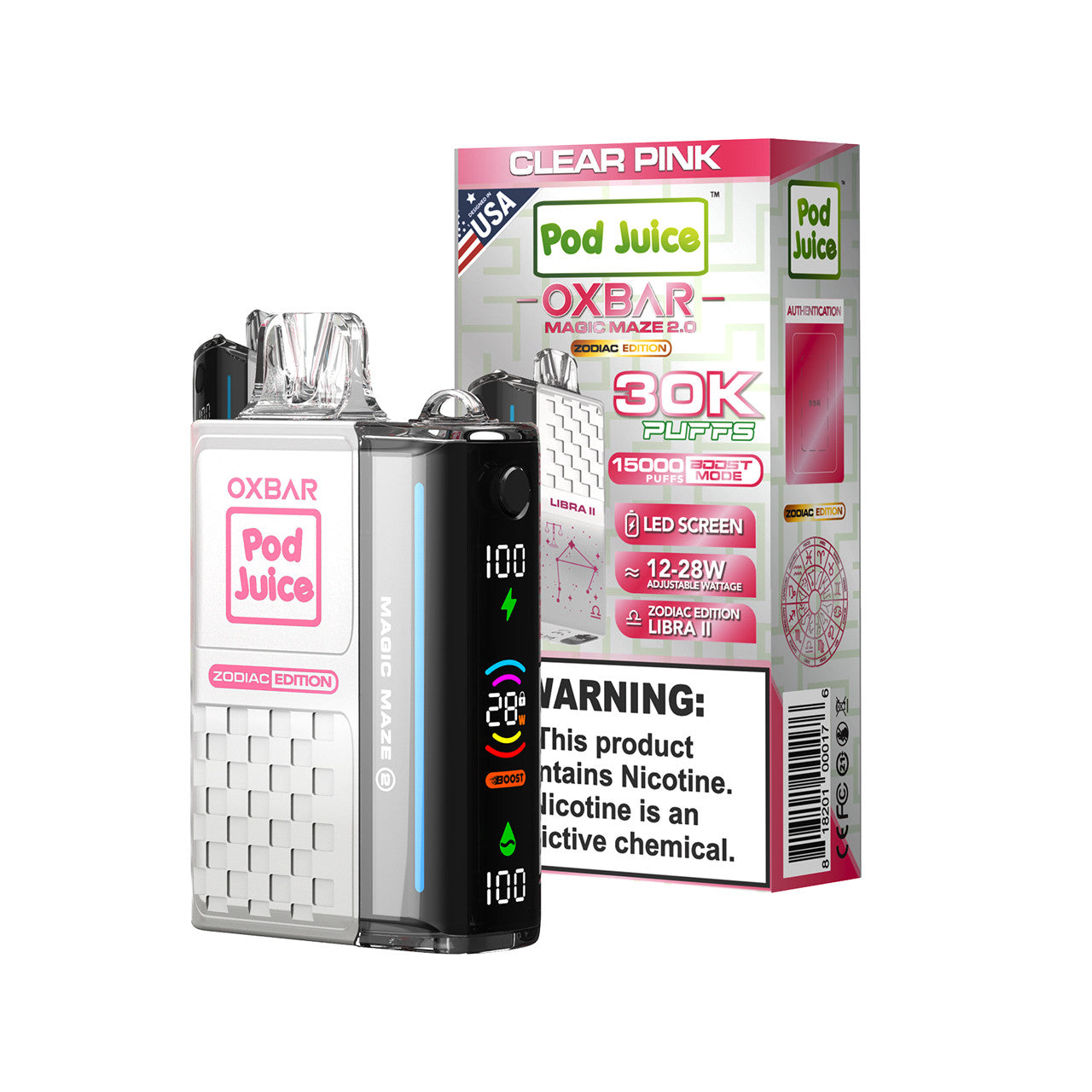 Clear Pink Oxbar Magic Maze 2.0 Pod Juice 30K - Black Coral