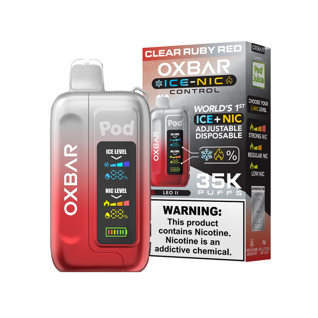 Clear Ruby Red Oxbar Ice-Nic Control 35K - Black Coral
