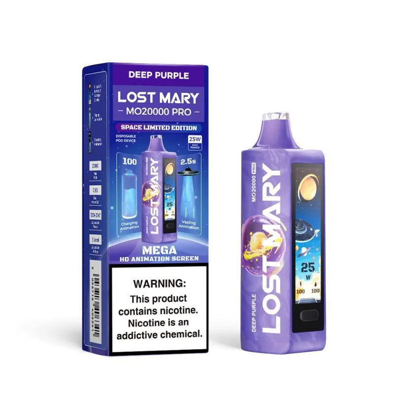 Lost Mary vaping device and packaging on a white background