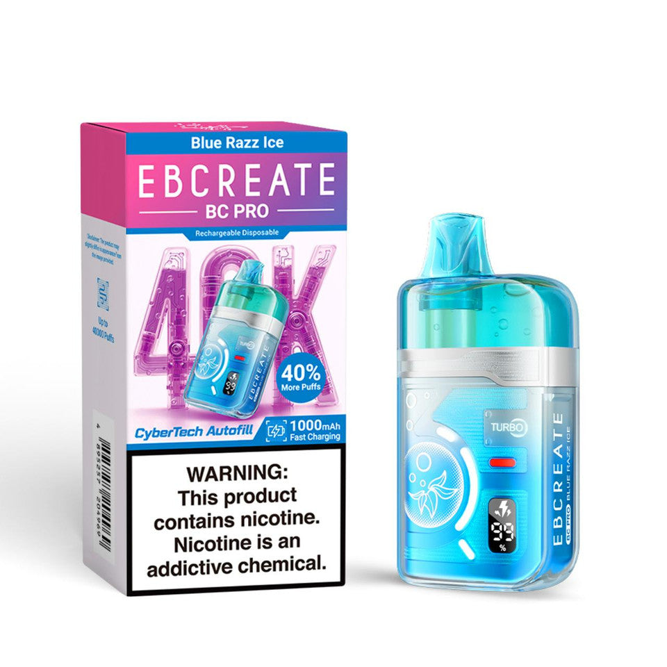 EBCREATE BC Pro 40K Blue Razz Ice Disposable Vape - Vaping Shop