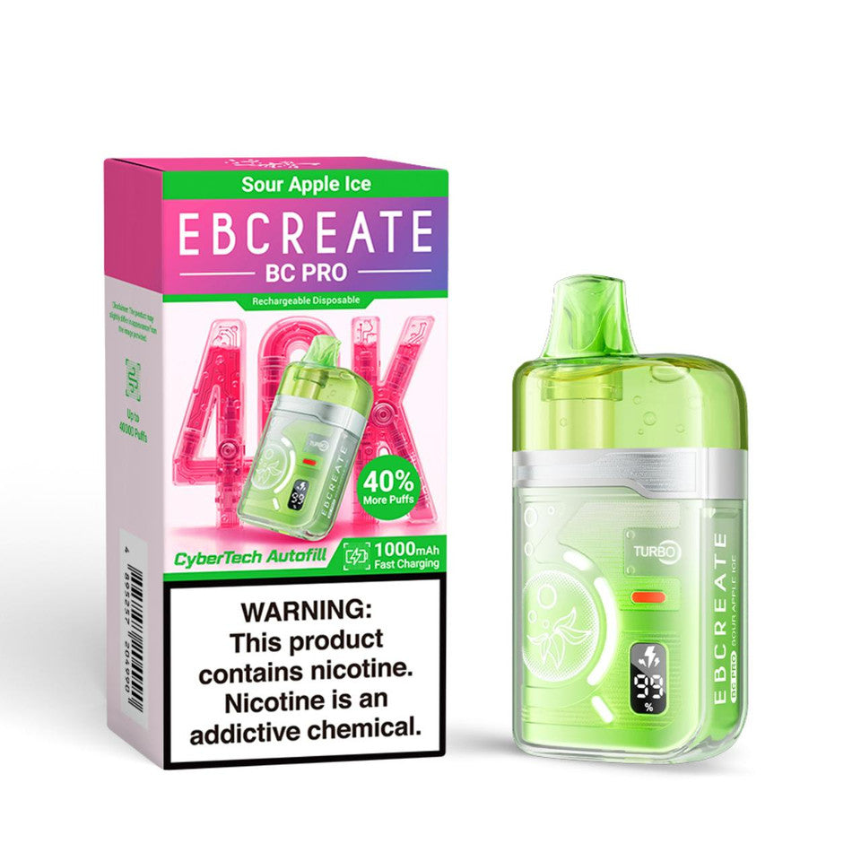 EBCREATE BC Pro 40K Sour Apple Ice Disposable Vape - Vaping Shop