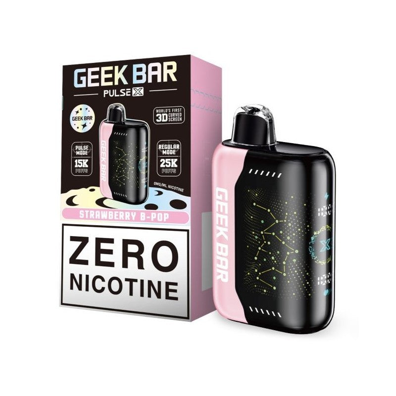 Geek Bar Pulse X 25000 Strawberry B-Pop Zero Nicotine Disposable Vape - Vaping Shop