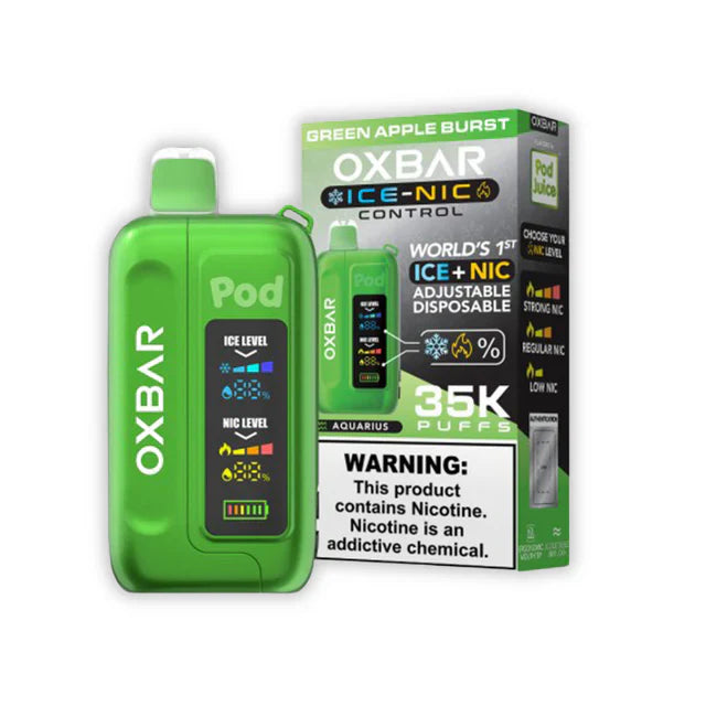 Green Apple Burst Oxbar Ice-Nic Control 35K - Black Coral