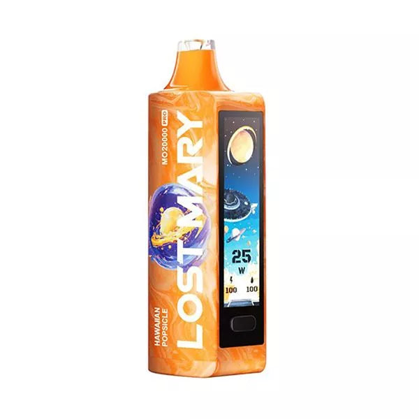 Lost Vape device with orange packaging on a white background