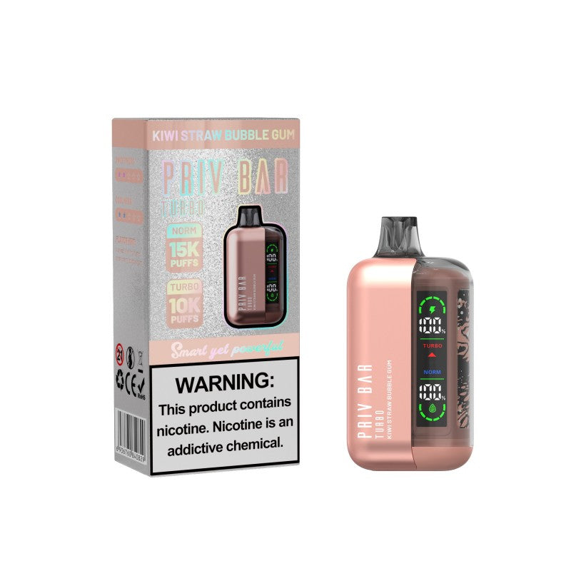 Kiwi Straw Bubble Gum Priv Bar Turbo 15000 - Vape.LLC