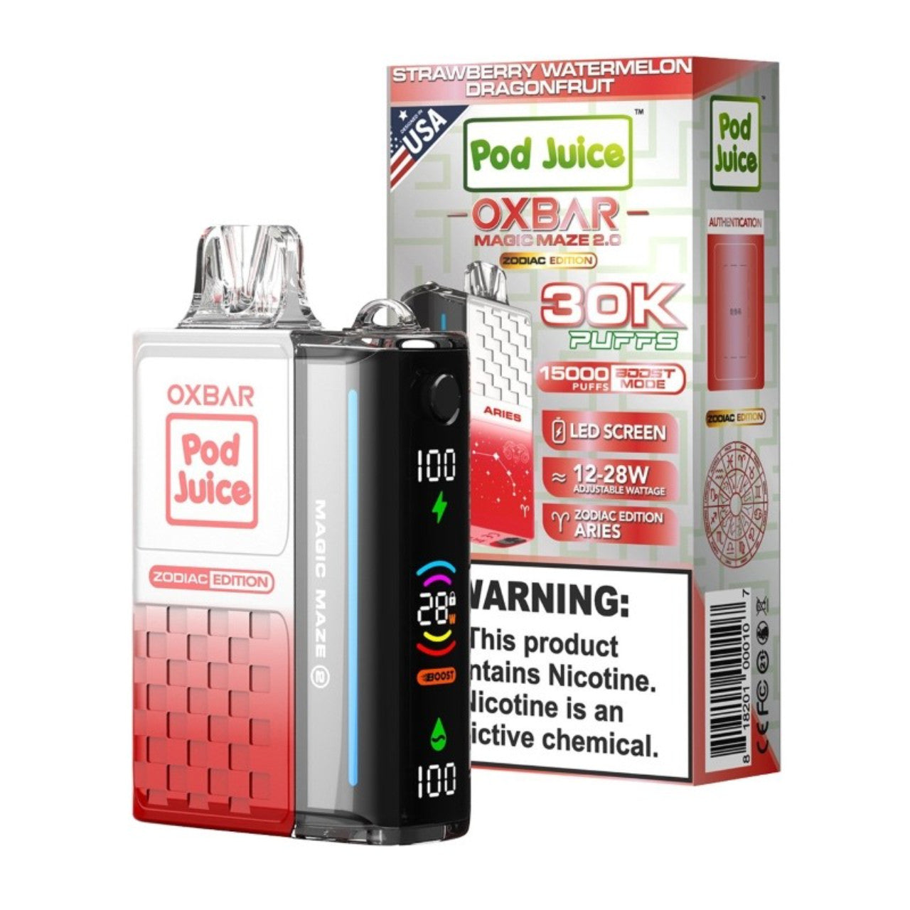 Strawberry Watermelon Dragon Fruit Oxbar Magic Maze 2.0 Pod Juice 30K - Black Coral