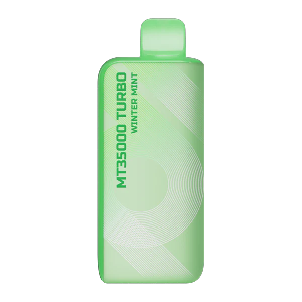 Green vape device with 'MT35000 Turbo Winter Mint' text on a white background