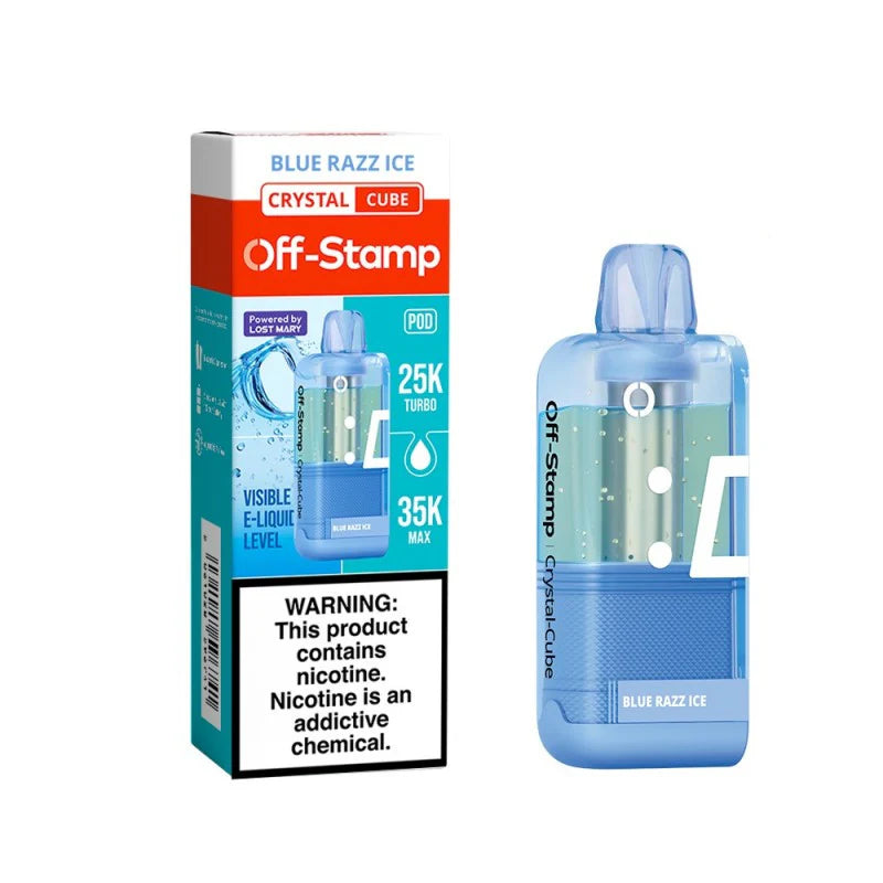 Off-Stamp X-Cube Crystal 35K Pod Blue Razz Ice Disposable Vape - Vaping Shop