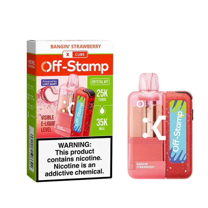 Off-Stamp X-Cube Crystal 35k Kit Bangin Strawberry Disposable Vape - Vapig Shop